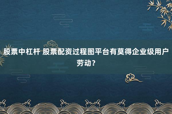 股票中杠杆 股票配资过程图平台有莫得企业级用户劳动?