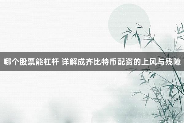 哪个股票能杠杆 详解成齐比特币配资的上风与残障